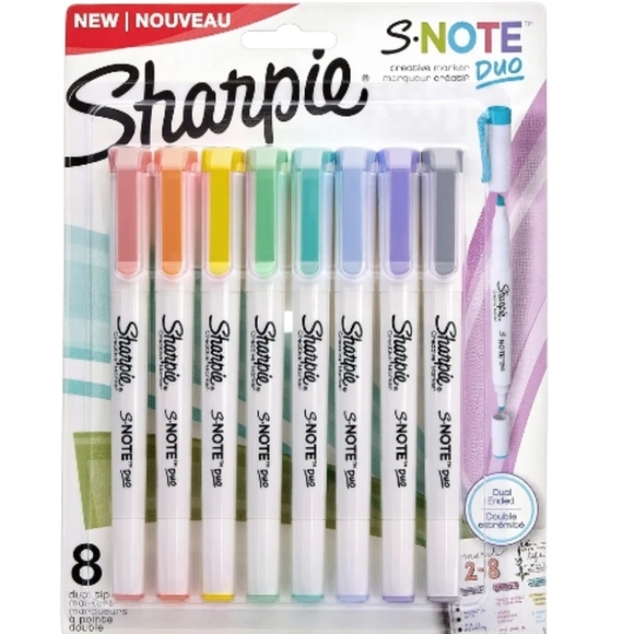 SHARPIE-S-NOTE DUO DUAL ENDED CREATIVE HIGHLIGHTERS (8PK ASSORTED) - Picture 1 of 6